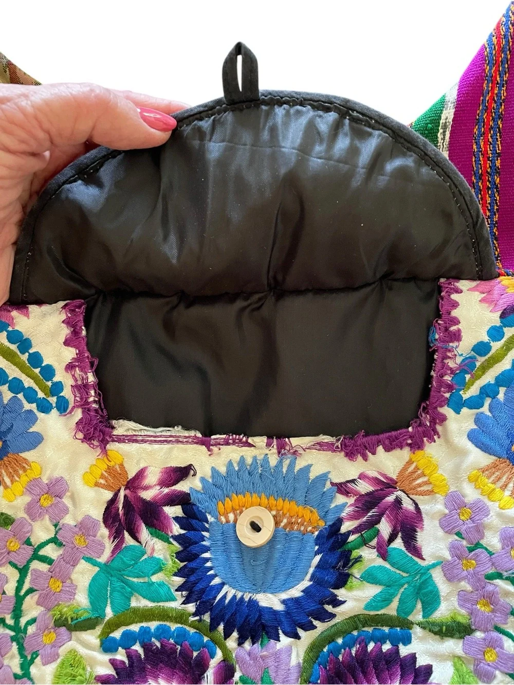 BOHEMIAN FLORAL EMBROIDERED PATCHWORK HOBO BAG Oversized Festival
